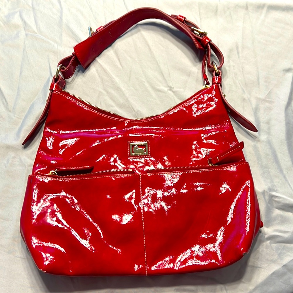 Dooney Bourke red patent leather handbag